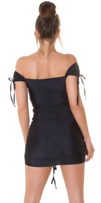 Off-Shoulder Minidress ruched Black